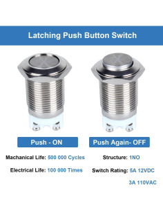 Paquete de 2 Interruptores Metálicos Impermeables DMWD 16mm 2