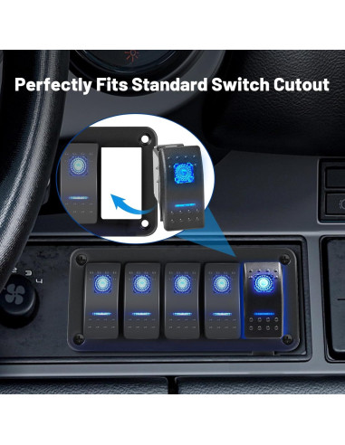 Interruptor de Palanca Anina 5 Pin SPST 20A 12V LED Azul IP65