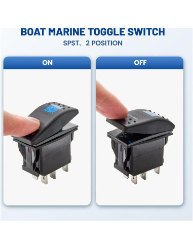 Interruptor de Palanca Anina 5 Pin SPST 20A 12V LED Azul IP65