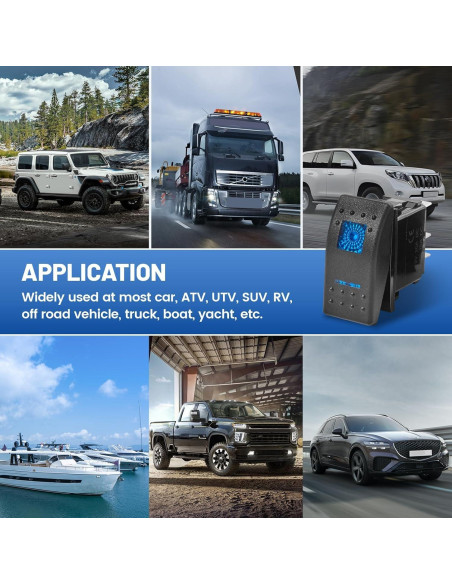 Interruptor de Palanca Anina 5 Pin SPST 20A 12V LED Azul IP65