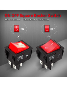 Interruptor Rocker DPST 30A DaierTek KCD2 Rojo 110-250V 2
