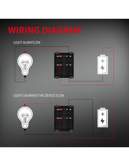 Interruptor Rocker DPST 30A DaierTek KCD2 Rojo 110-250V