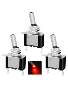 Interruptor de Palanca Iluminado Twidec 12V 20A Rojo 3 Pcs