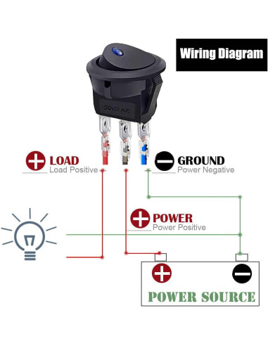 10 Interruptores Rocker Redondos 12V QOFOWIN SPST 3 Pin Azul