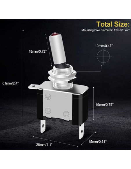 Interruptor de Palanca Iluminado Twidec 12V 20A Rojo 3 Pcs