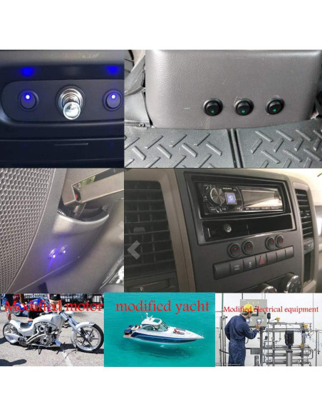 10 Interruptores Rocker Redondos 12V QOFOWIN SPST 3 Pin Azul