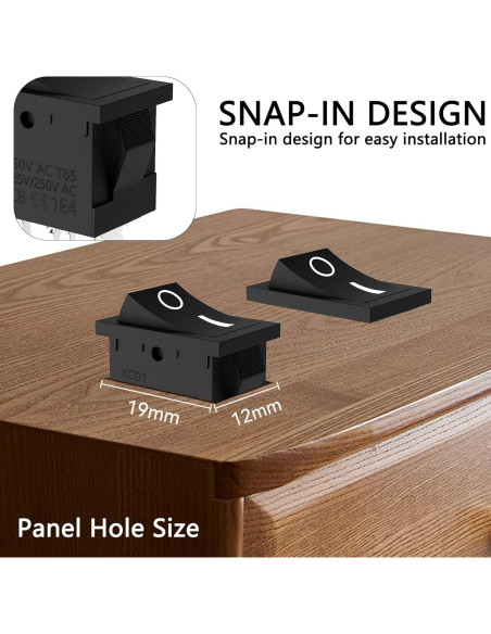 10 Interruptores Rocker KCD1 ON/OFF/ON 6A 250V AC 3 Pin