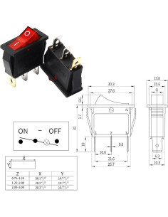 5 Pcs Interruptor Rocker On/Off 3 Pines 12V 250V 15A Rojo 2