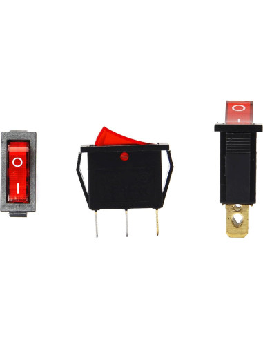 5 Pcs Interruptor Rocker On/Off 3 Pines 12V 250V 15A Rojo