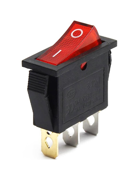 5 Pcs Interruptor Rocker On/Off 3 Pines 12V 250V 15A Rojo
