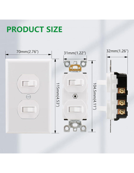 Interruptor de Luz Doble Palanca Wengart BAK-006 15A 120V