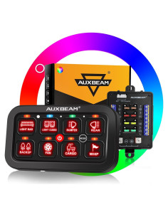 Panel de Interruptores Auxbeam RB80 RGB 8 Gang 60A Impermeable