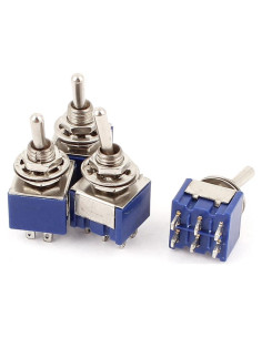 Interruptor de Palanca DPDT uxcell 6 Pines 2 Posiciones 6A 125V