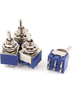 Interruptor de Palanca DPDT uxcell 6 Pines 2 Posiciones 6A 125V 2