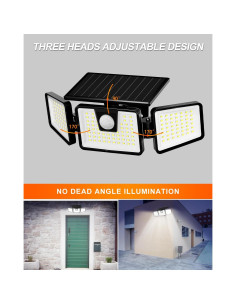 Luces Solares INCX 3 Cabezas con Sensor de Movimiento IP65 2