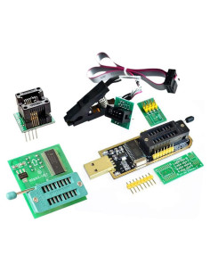 Programador USB CH341A + Clip SOIC8 + Adaptadores 1.8V y DIP8