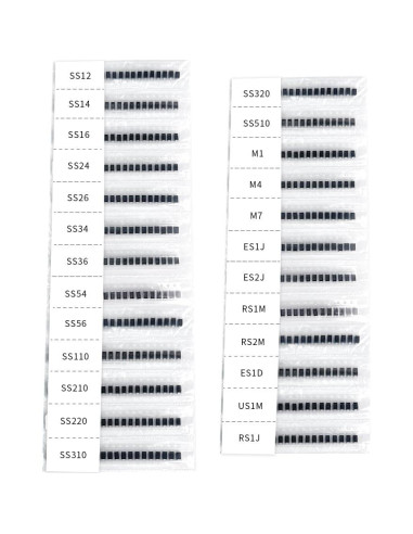 Kits de Diodos Rectificadores SMA 25 Valores 500 Pcs