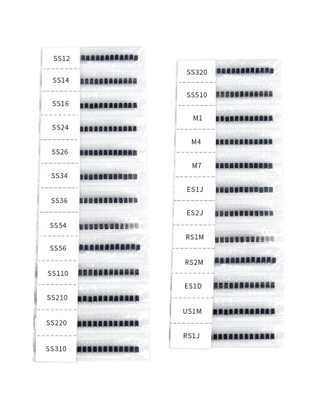 Kits de Diodos Rectificadores SMA 25 Valores 500 Pcs