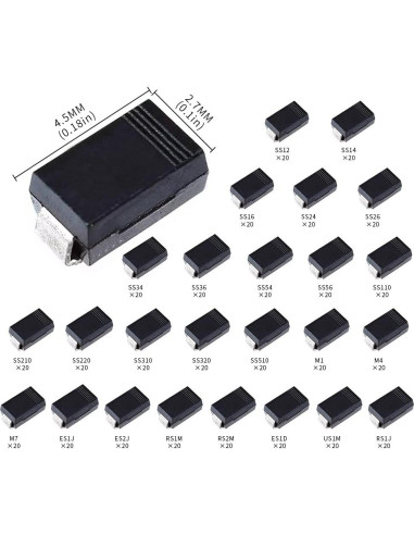 Kits de Diodos Rectificadores SMA 25 Valores 500 Pcs