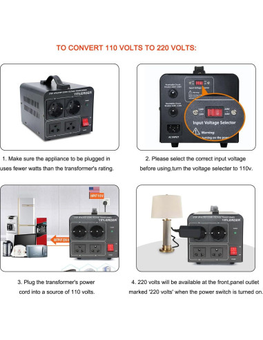 Transformador Convertidor de Voltaje 2000W Yinleader 110/220V