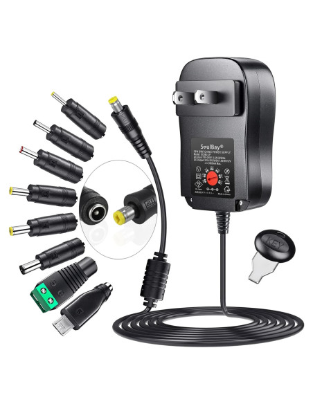 Adaptador de CA Universal SoulBay 36W 3V-12V 3000mA con 8 Conectores