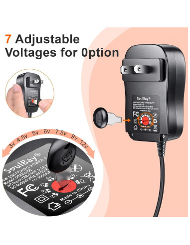 Adaptador de CA Universal SoulBay 36W 3V-12V 3000mA con 8 Conectores