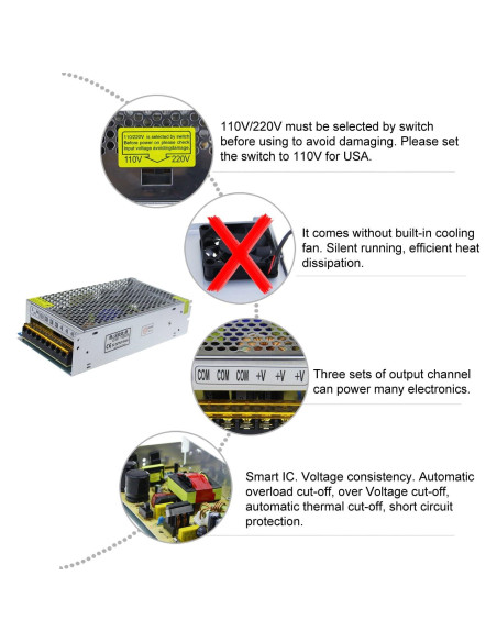 Fuente de Poder DC 5V 40A ALITOVE 200W Adaptador 110V/220V
