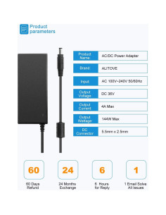 Adaptador de Corriente ALITOVE 36V 4A 144W AC/DC 100-240V 2