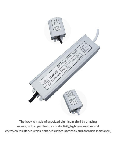 Fuente de Alimentación LED inShareplus 60W IP67 12V 5A