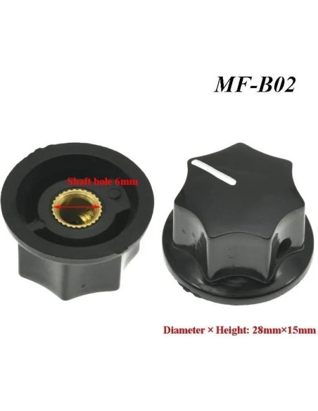 10 Perillas de Baquelita MF-B01 MF-B02 MF-B03 6MM para Potenciómetro