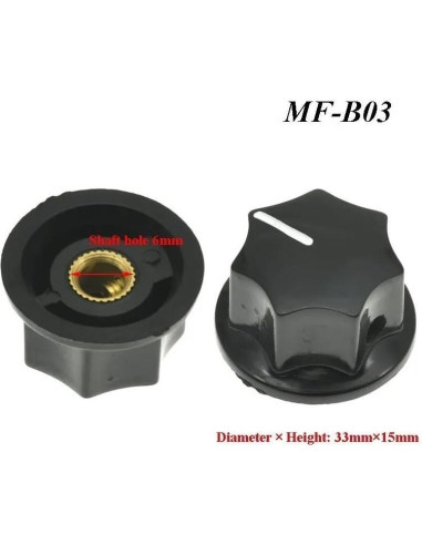 10 Perillas de Baquelita MF-B01 MF-B02 MF-B03 6MM para Potenciómetro