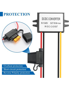 Convertidor DC-DC BEYIMEI 10-60V a 5V 3A 15W IP67 2