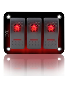 Panel de Aluminio 3 Gang FXC Rojo con Interruptores ON/OFF LED