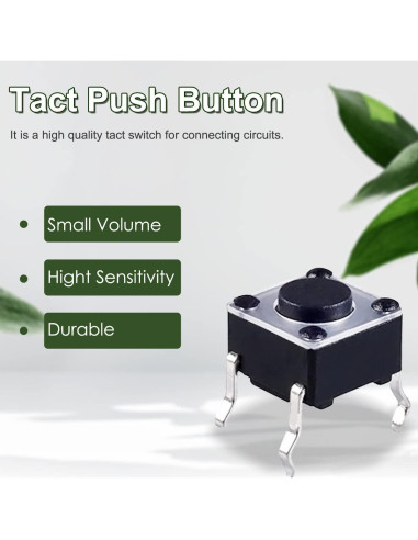 Interruptor Táctil Momentáneo 4Pin DAOKAI 6x6x4.5mm - 100 Unidades