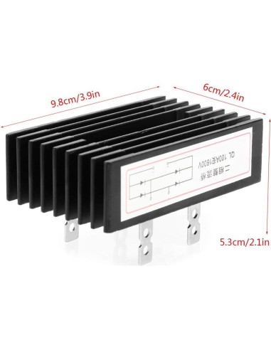 Rectificador de Puente de Diodo 100A 1600V 2 Fases con Disipador