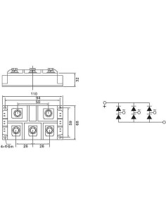 Rectificador de Puente Trifásico MDS 300A 1600V Eujgoov 2