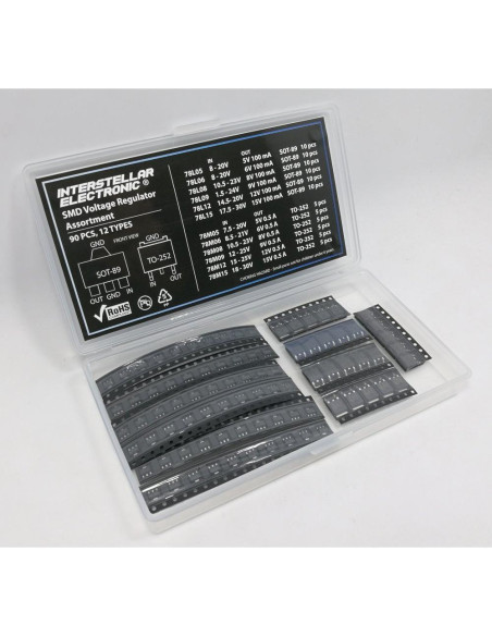 Surtido Reguladores de Voltaje SMD 5V a 15V 90 pcs Interstellar
