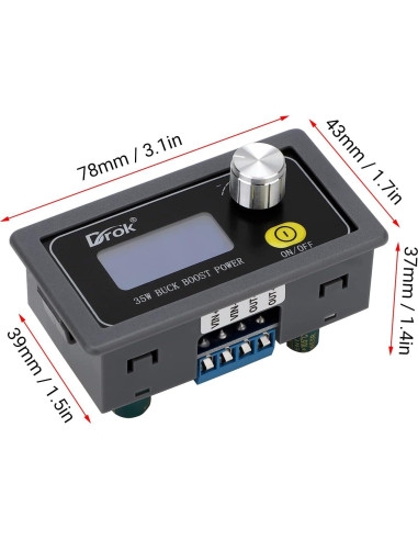 Convertidor Drok Buck Boost 5-30V a 0.6-30V 35W LCD