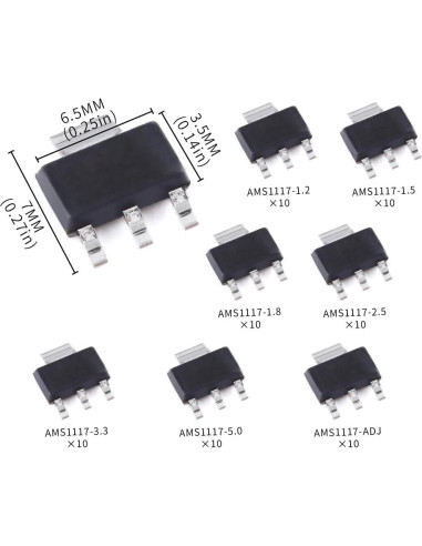 Kits Reguladores Voltaje SMD AMS1117 7 Valores 70 Pcs