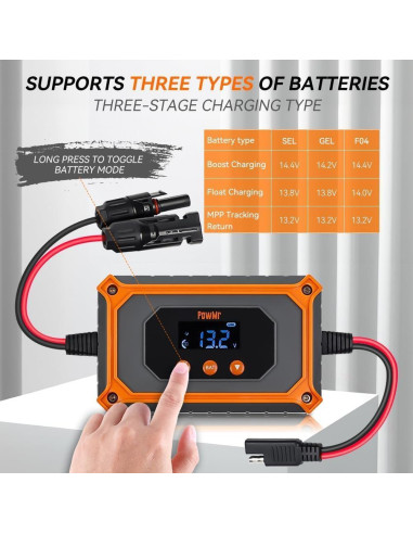 Controlador de Carga Solar MPPT PowMr 15A 12V/24V LCD