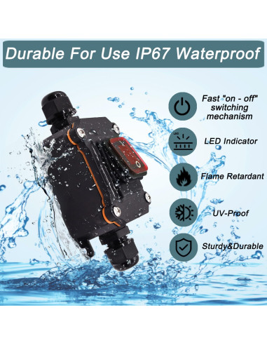 Interruptor de Cable a Prueba de Agua IP67 KarlKers DPST 20A