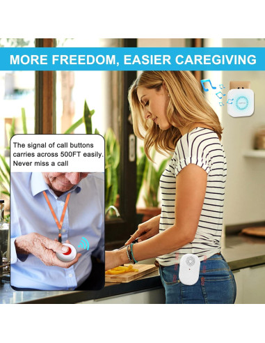 CallToU Botón de Llamada Inalámbrico para Cuidadores 2 Receptores