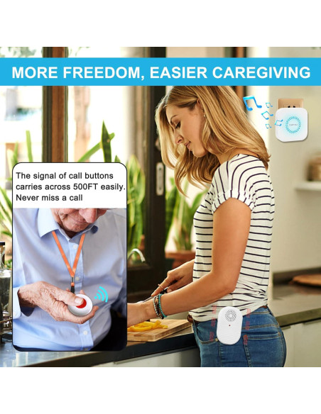 CallToU Botón de Llamada Inalámbrico para Cuidadores 2 Receptores