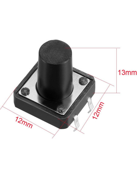Interruptor Táctil Momentáneo uxcell 4 Pines 12x12x13mm 13PCS Interruptor Táctil Momentáneo uxcell 4 Pines 12x12x13mm 13PCS