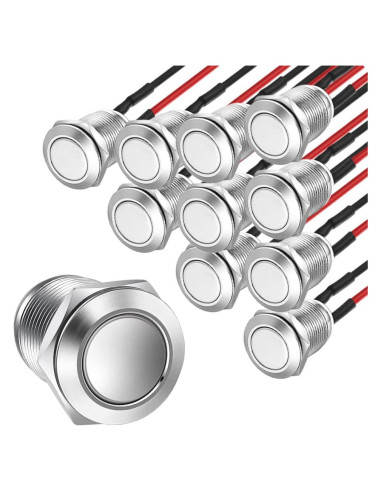 10pcs Interruptor Momentáneo Metálico Gebildet 12mm IP67