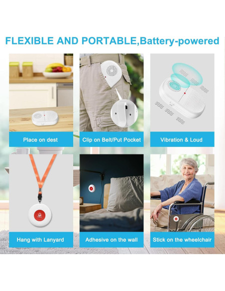 CallToU Botón de Llamada Inalámbrico para Cuidadores 2 Receptores