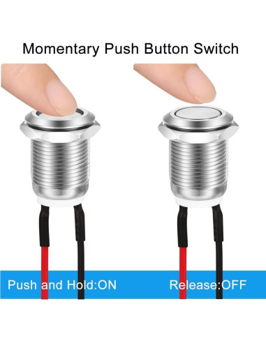 10pcs Interruptor Momentáneo Metálico Gebildet 12mm IP67