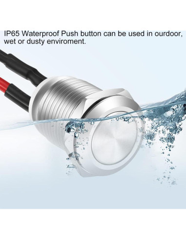 10pcs Interruptor Momentáneo Metálico Gebildet 12mm IP67
