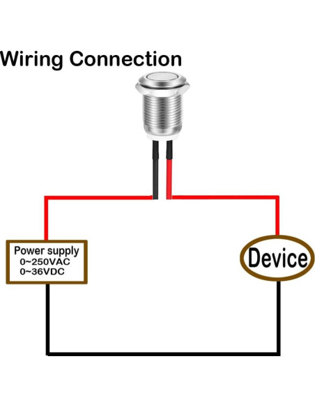 10pcs Interruptor Momentáneo Metálico Gebildet 12mm IP67
