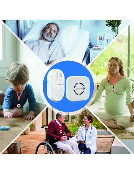 CallToU Botón de Llamada Inalámbrico para Cuidadores 2 Receptores